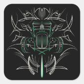 Pinstriping Hot Rod Quadratischer Aufkleber (Vorderseite)