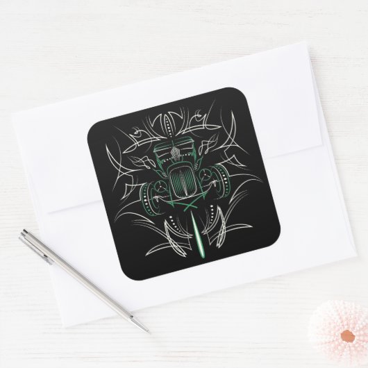 Pinstriping Hot Rod Quadratischer Aufkleber (Umschlag)