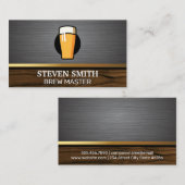 Pint Bier | Hintergrund Metall und Holz Visitenkarte (Vorne/Hinten)