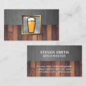 Pint Bier | Hintergrund Metall und Holz Visitenkarte (Vorne/Hinten)