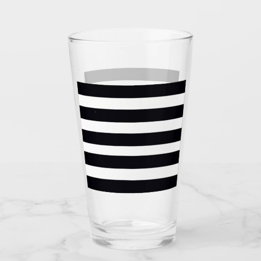 Pint Glass - Moderne schwarz-weiße Streifen Glas (Vorderseite)