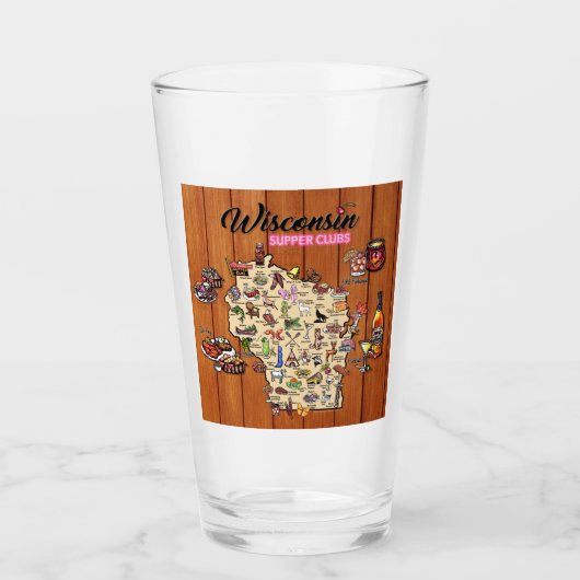 Pint Glass - Wisconsin Supper Club Karte Glas (Vorderseite)