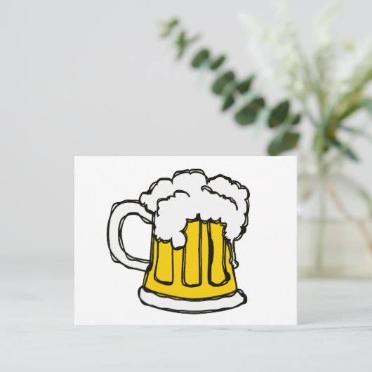 Pint of Beer Scribbled Cartoon Style Postkarte (Stehend Vorderseite)