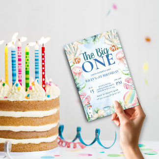 Pintable erste Geburtstagseinladung Küste Ozean Einladung