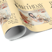 Pinterest Stylish Custom Photo Birthday Gift Wrap Geschenkpapier (Rolleneckpunkt)