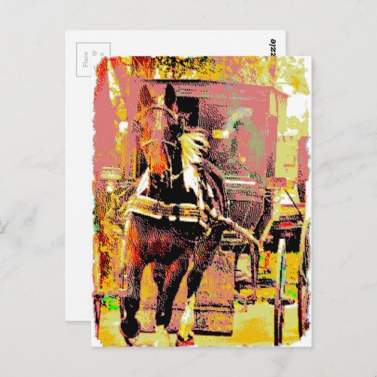 Pinto Amish Horse 8-Bit Art Postkarte (Vorne/Hinten)
