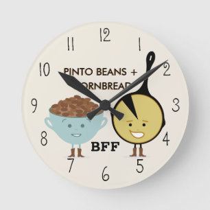 Pinto Beans & Cornbread Best Friends Clock Runde Wanduhr
