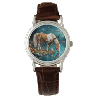 Pinto drinking water under the stars armbanduhr