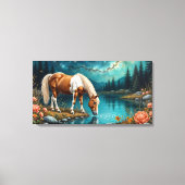 Pinto drinking water under the stars leinwanddruck (Vorderseite)