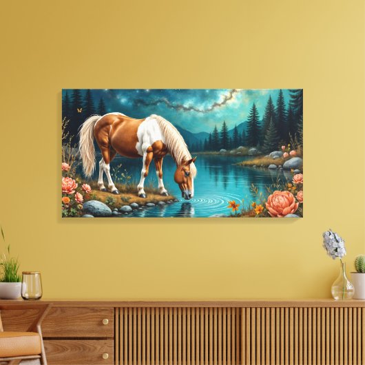 Pinto drinking water under the stars leinwanddruck (Insitu (Wohnzimmer))