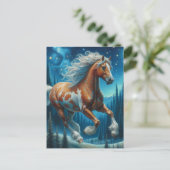 Pinto Horse in Van Gogh Starry Night Forest Postkarte (Stehend Vorderseite)