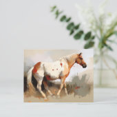 Pinto Horse Watercolor Postkarte (Stehend Vorderseite)