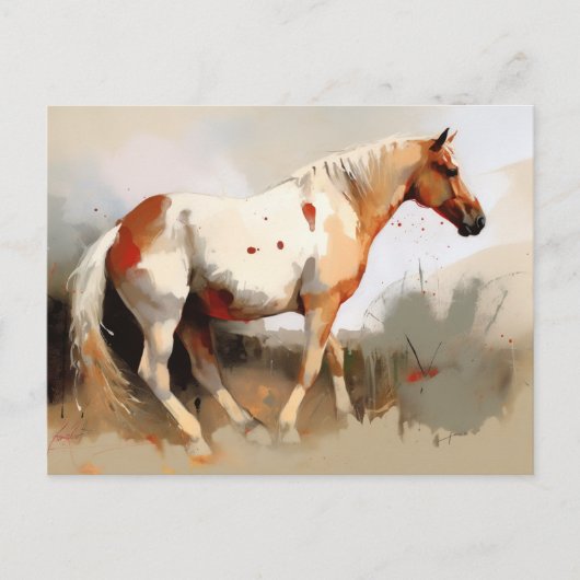 Pinto Horse Watercolor Postkarte (Vorderseite)