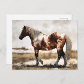 Pinto Mustang Horse Painting Postcard Postkarte (Vorne/Hinten)