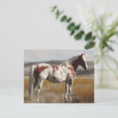 Pinto Mustang Horse Postkarte (Stehend Vorderseite)