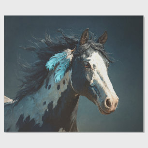 Pinto Mustang Pferd Feder Akzent Decoupage Geschenkpapier