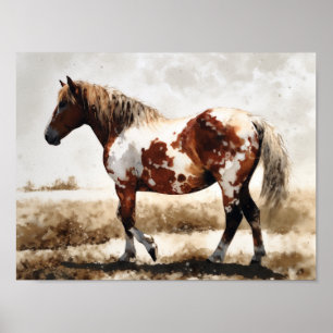 Pinto Mustang Pferd Gemälde Poster