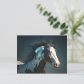 Pinto Mustang Pferdefeder Akzent Postkarte (Stehend Vorderseite)