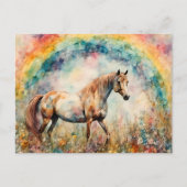 Pinto Mustang unter einer Regenbogen-Wildblume Wie Postkarte (Vorderseite)
