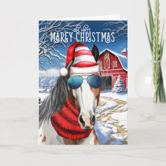 Pinto Paint Horse Funny MAREy Weihnachten (Vorderseite)