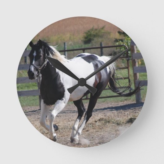 Pinto Paint Horse Runde Wanduhr (Vorderseite)