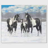 Pinto Paint Quarter Pferde im Schnee Geschenkpapier (Flach)
