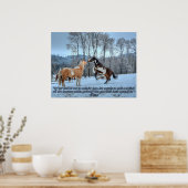 Pinto Paint Stallions, Snow & Rumi Quote Poster (Küche)