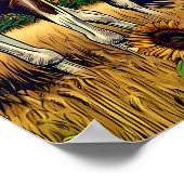 Pinto Pferd in einem Sonnenblumenfeld Poster (Ecke)