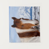 Pinto-Pferd Mount Moran im Winter Wandteppich (Vorderseite)