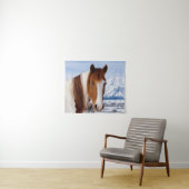 Pinto-Pferd Mount Moran im Winter Wandteppich (Beispiel (Horizontal))
