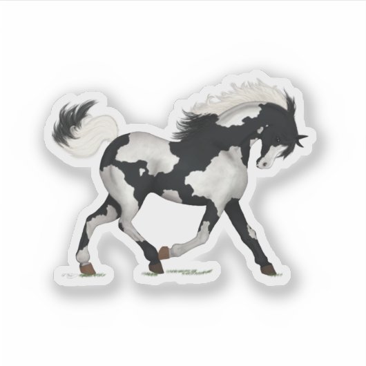 PInto Pferd Paint Pony Piebald Overo Reittier Aufkleber (Vorderseite)