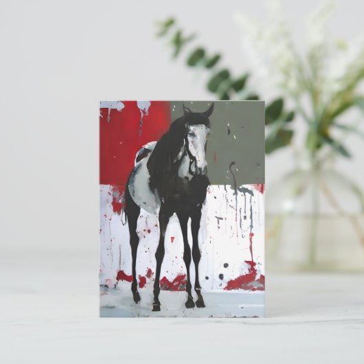 Pinto Pferd Spritzer Malerei Postkarte (Stehend Vorderseite)
