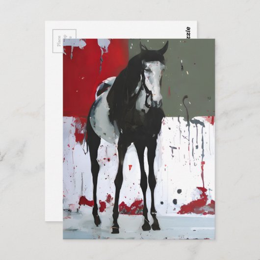 Pinto Pferd Spritzer Malerei Postkarte (Vorne/Hinten)