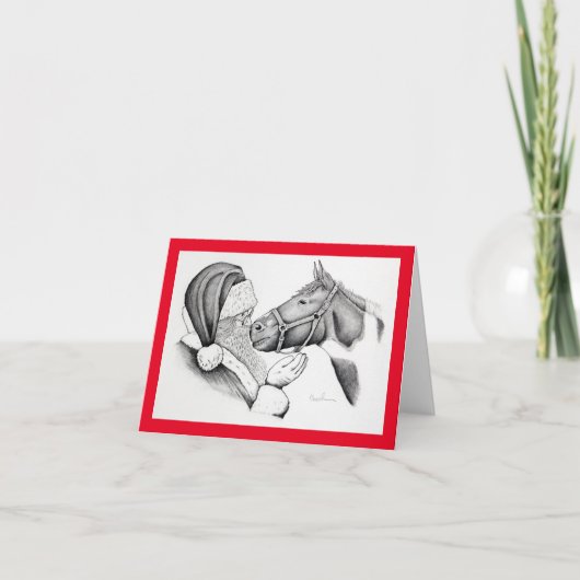 Pinto Pferd und der Weihnachtsmann Dankeskarte (Vorderseite)