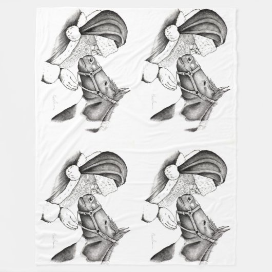 Pinto Pferd und der Weihnachtsmann Fleecedecke (Vorderseite)