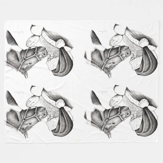 Pinto Pferd und der Weihnachtsmann Fleecedecke (Vorderseite (Horizontal))