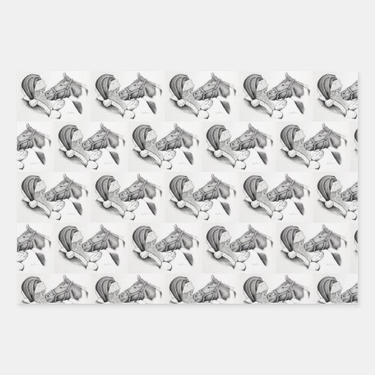 Pinto Pferd und der Weihnachtsmann Geschenkpapier Set (Vorderseite)