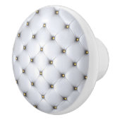 Pintuck-Look weiß und gold elegant Keramikknauf (Rechts)