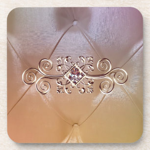 Pintucksatin und rosa Diamant-Look Untersetzer