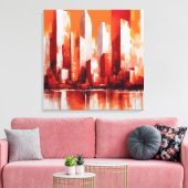 Pintura abstrata cidade cor vermelha e laranja leinwanddruck (Insitu (Wohnzimmer))