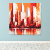 Pintura abstrata cidade cor vermelha e laranja leinwanddruck (Insitu (Holzboden))