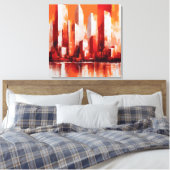 Pintura abstrata cidade cor vermelha e laranja leinwanddruck (Insitu (Schlafzimmer))
