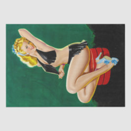 Pinup Art - Schöne junge Frau gekleidet in Schwarz Seidenpapier