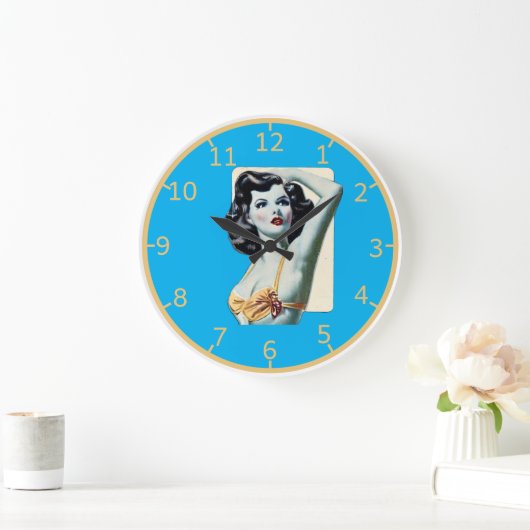 Pinup Art Wall Clock Große Wanduhr (Zuhause)