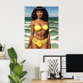 Pinup Black Girl Melanin Bikini Poster