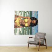 Pinup Black Girl Melanin Bikini Wandteppich (Beispiel (Horizontal))