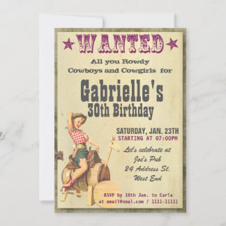 Pinup Cowboy Country Style Geburtstagseinladung Einladung