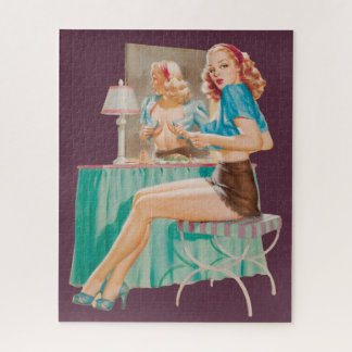 Pinup Girl Getting Dressed Puzzle