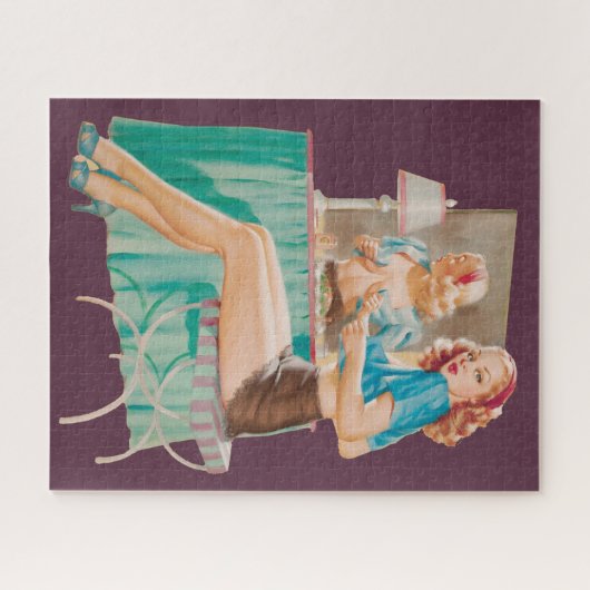 Pinup Girl Getting Dressed Puzzle (Horizontal)