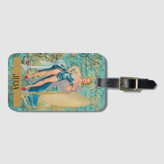 Pinup Girl Personalisiert Gepäckanhänger (Vorderseite (Horizontal))